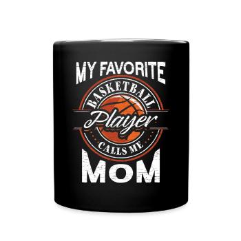 Basketball Mama Basketballspieler - Tasse einfarbig - Schwarz - Vorne