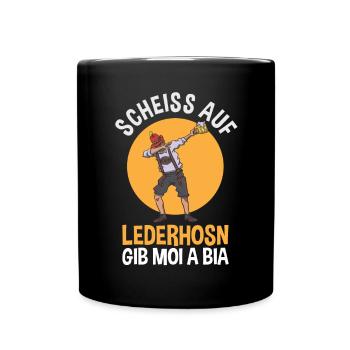 Trachten Lederhosn München - Tasse einfarbig - Schwarz - Vorne