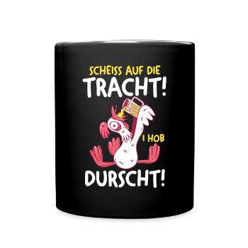Trachten Dirndl Huhn München - Tasse einfarbig - Schwarz - Vorne