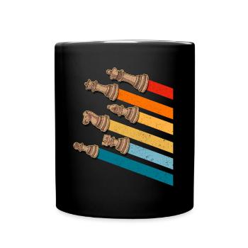 Schachfiguren Vintage Farben - Tasse einfarbig - Schwarz - Vorne