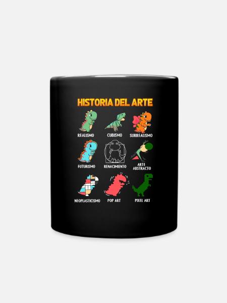 Kunstgeschichte mit Dinosauriern - Tasse einfarbig - Schwarz