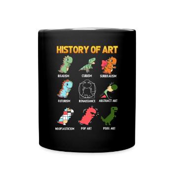 Kunstgeschichte mit Dinosauriern Englisch - Tasse einfarbig - Schwarz - Vorne