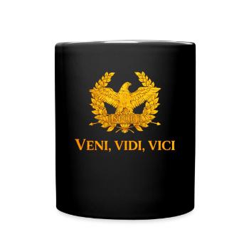 Phrase latine Empire romain Veni, Vidi, Vici - Mug uni - noir - Devant