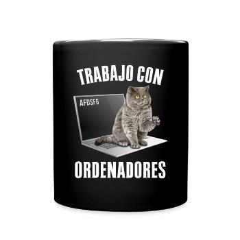 Working with Computers and Geek Cats - Full Colour Mug - black - Front