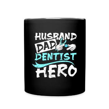 Mari papa dentiste héros - Mug uni - noir - Devant