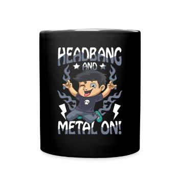 Headbang And Metal On für einen Schüler und Jungs - Tasse einfarbig - Schwarz - Vorne