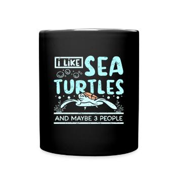 J’aime les tortues de mer et peut-être 3 personnes - Mug uni - noir - Devant