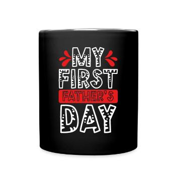 Mein Erster Vatertag - Tasse einfarbig - Schwarz - Vorne