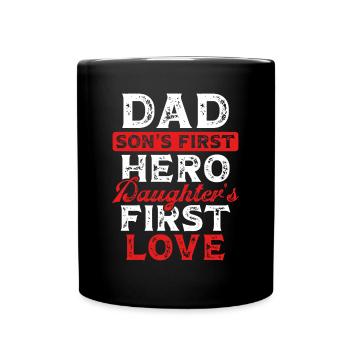 Papa Héros et Premier Amour - Mug uni - noir - Devant