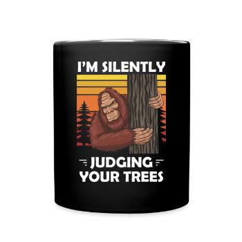 Funny Arborist Logger Bigfoot Cartoon - Full Colour Mug - black - Front