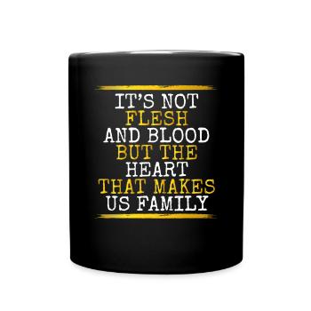 Das Herz das uns zur Familie macht - Tasse einfarbig - Schwarz - Vorne