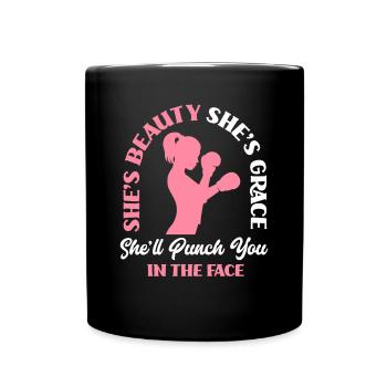 Lustiges Boxen Boxer Geschenk - Tasse einfarbig - Schwarz - Vorne