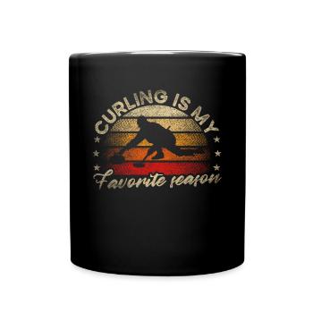 Le curling est toujours une bonne idée Retro Curling Motif - Mug uni - noir - Devant