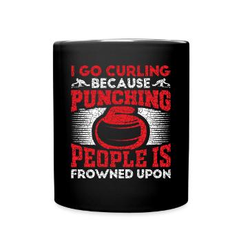 Lustiger Spruch I go Curling für Curler - Tasse einfarbig - Schwarz - Vorne