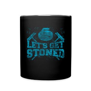 Coole Curling Plakette Lets get stoned für Curler - Tasse einfarbig - Schwarz - Vorne