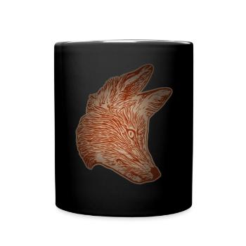 Fuchs Waldtier Design mit Tierkopf - Tasse einfarbig - Schwarz - Vorne