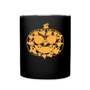 Citrouille d’Halloween avec fantômes I Citrouille d’Halloween - Mug uni - noir - Devant