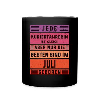 Apotheken Geburtstag Juli geboren Kurierfahrerin - Tasse einfarbig - Schwarz - Vorne