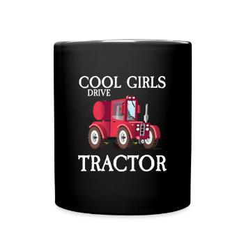 Cool girls driving tractor farmer - Full Colour Mug - black - Front