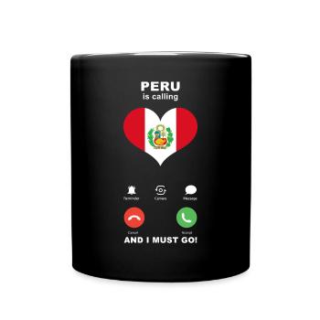 Peru is calling Peru Heart Souvenir - Full Colour Mug - black - Front