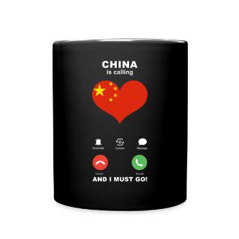 China is calling China Heart Souvenir - Full Colour Mug - black - Front