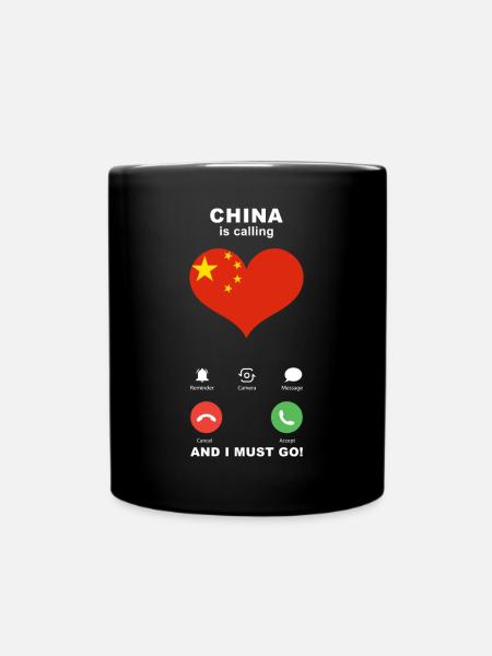 China is calling China Herz Souvenir - Tasse einfarbig - Schwarz