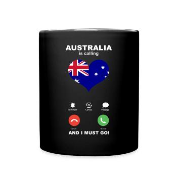 Australien is calling Australien Herz Souvenir - Tasse einfarbig - Schwarz - Vorne
