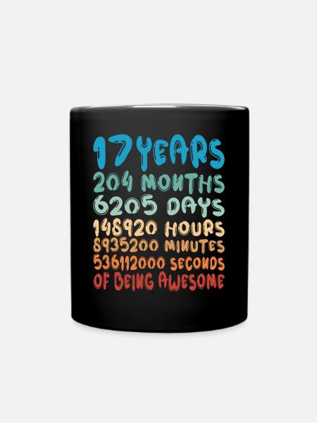 17 ans Mois Jours Être Génial 17ème Anniversaire - Mug uni - noir