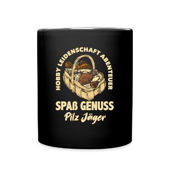 Pilz Jäger Lustiges Pilzsammler Geschenk - Tasse einfarbig - Schwarz - Vorne