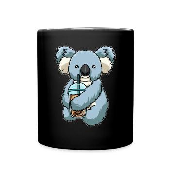 Koala trinkt Bubble Tea - Tasse einfarbig - Schwarz - Vorne