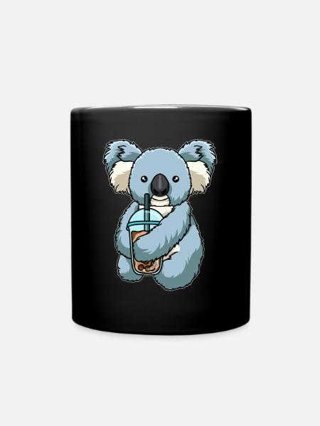 Koala trinkt Bubble Tea - Tasse einfarbig - Schwarz