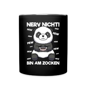 Nerv nicht bin am Zocken Gaming Panda - Tasse einfarbig - Schwarz - Vorne