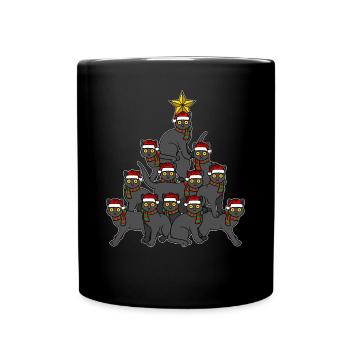 Chat Arbre de Noël - Mug uni - noir - Devant