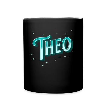 Theo Namen personalisiert - Tasse einfarbig - Schwarz - Vorne