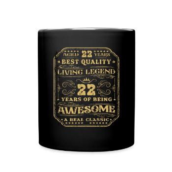 22 birthday 22 years man 22 years legendary 22 - Full Colour Mug - black - Front