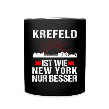 Krefeld Ist Wie New York Nur Besser - Tasse einfarbig - Schwarz - Vorne