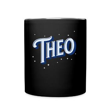 Theo Namen personalisiert - Tasse einfarbig - Schwarz - Vorne