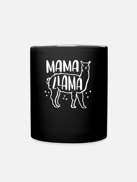 Süße Lama mama - Tasse einfarbig - Schwarz