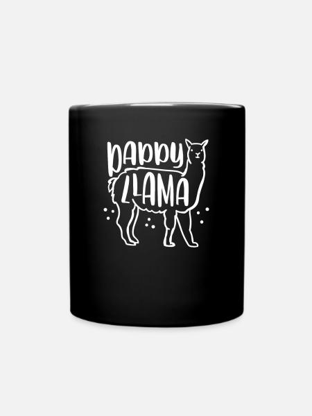 Süßes Papa Lama - Tasse einfarbig - Schwarz