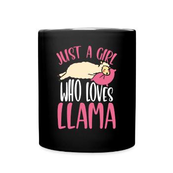 Only A Girl Who Loves Lamas - Full Colour Mug - black - Front