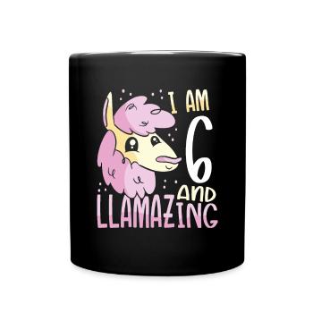 I Am A Six-Year-Old Lama - Full Colour Mug - black - Front