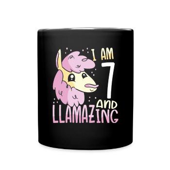 I Am A Seven-Year-Old Lama - Full Colour Mug - black - Front