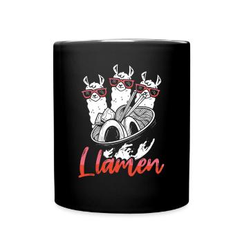 Eat llama ramen - Full Colour Mug - black - Front