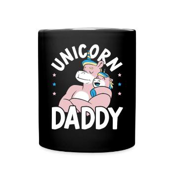 Unicorn Daddy Fathers Day Best Dad Ever Fatherhood - Full Colour Mug - black - Front