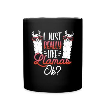 I like llamas very much - Full Colour Mug - black - Front