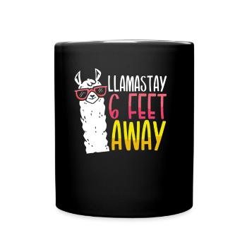 Lamastay Sechs Meter Entfernt - Tasse einfarbig - Schwarz - Vorne