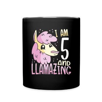 I Am A Five-Year-Old Lama - Full Colour Mug - black - Front