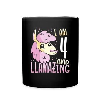 I Am A Four-Year-Old Lama - Full Colour Mug - black - Front