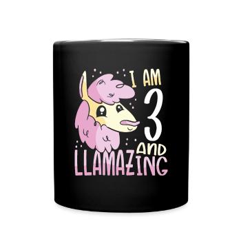 I Am A Three-Year-Old Lama - Full Colour Mug - black - Front