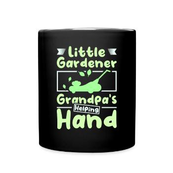 Little gardener grandpa's helping hand - Full Colour Mug - black - Front